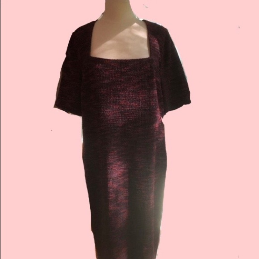 Quilted Boucle Square Neck Short Sleeve Dress 18